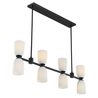 Baldwin Eight Light Linear Chandelier in Matte Black