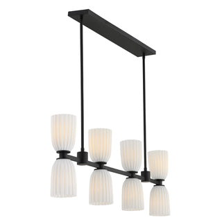 Baldwin Eight Light Linear Chandelier in Matte Black