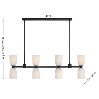 Baldwin Eight Light Linear Chandelier in Matte Black