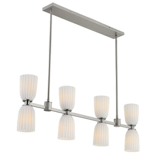 Baldwin Eight Light Linear Chandelier in Satin Nickel