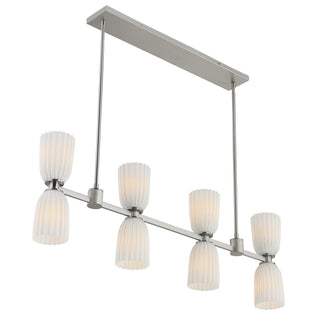 Baldwin Eight Light Linear Chandelier in Satin Nickel