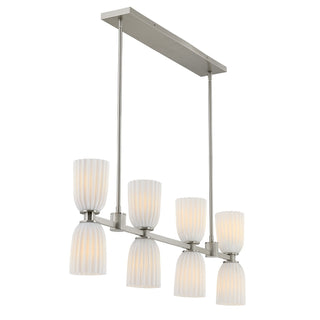 Baldwin Eight Light Linear Chandelier in Satin Nickel
