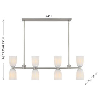 Baldwin Eight Light Linear Chandelier in Satin Nickel