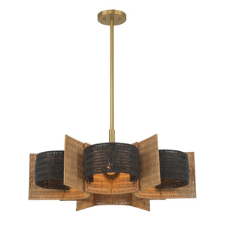 Espacio Six Light Chandelier in Warm Brass