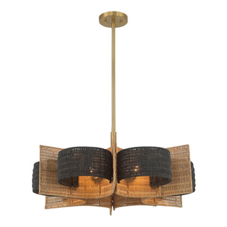 Espacio Six Light Chandelier in Warm Brass