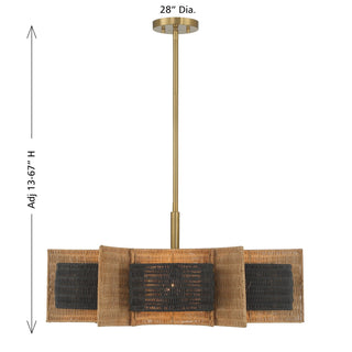 Espacio Six Light Chandelier in Warm Brass