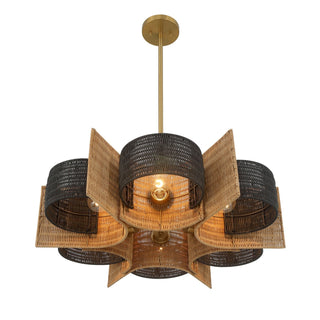 Espacio Six Light Chandelier in Warm Brass