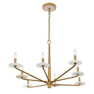 Judi Eight Light Chandelier in Distressed Gold
