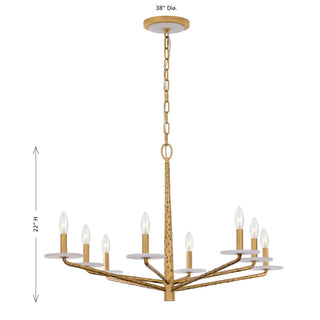Judi Eight Light Chandelier in Distressed Gold