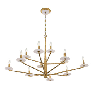 Judi 12 Light Chandelier in Distressed Gold