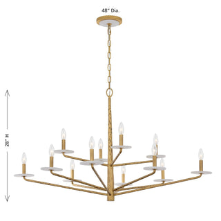 Judi 12 Light Chandelier in Distressed Gold