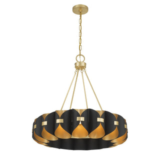 Pelham LED Chandelier in Black Cashmere and True Gold