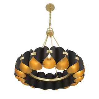 Pelham LED Chandelier in Black Cashmere and True Gold