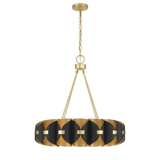 Pelham LED Chandelier in Black Cashmere and True Gold