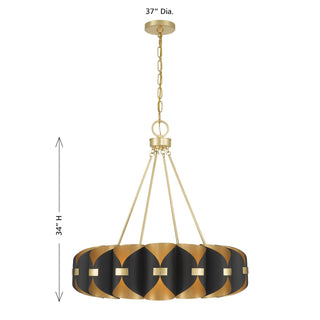 Pelham LED Chandelier in Black Cashmere and True Gold