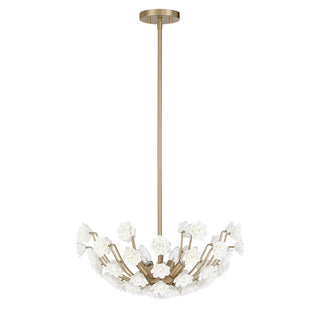 Flores Four Light Chandelier in Noble Brass
