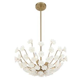 Flores Four Light Chandelier in Noble Brass