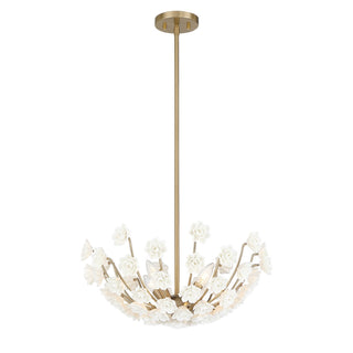 Flores Four Light Chandelier in Noble Brass
