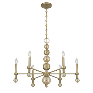 Crescent Six Light Chandelier in Noble Brass