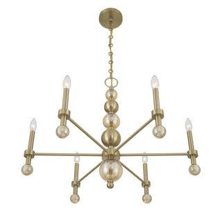 Crescent Six Light Chandelier in Noble Brass