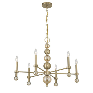 Crescent Six Light Chandelier in Noble Brass