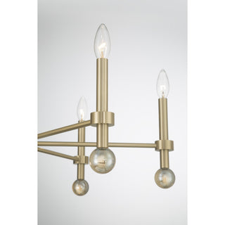 Crescent Six Light Chandelier in Noble Brass