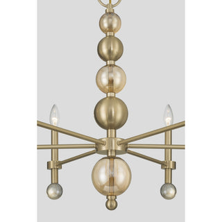 Crescent Six Light Chandelier in Noble Brass