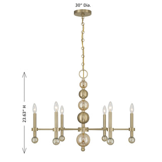 Crescent Six Light Chandelier in Noble Brass
