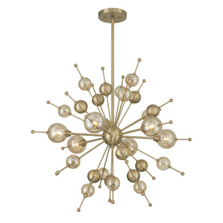 Crescent Six Light Chandelier in Noble Brass