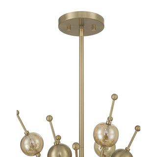 Crescent Six Light Chandelier in Noble Brass