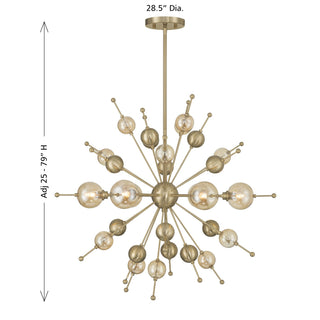 Crescent Six Light Chandelier in Noble Brass