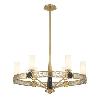 Farrell Six Light Chandelier in Warm Brass