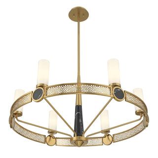 Farrell Six Light Chandelier in Warm Brass