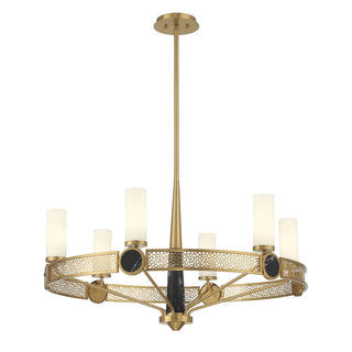 Farrell Six Light Chandelier in Warm Brass
