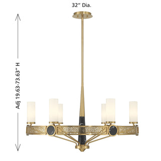Farrell Six Light Chandelier in Warm Brass