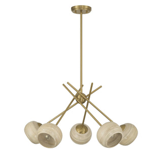 Jasper Five Light Chandelier in Warm Brass