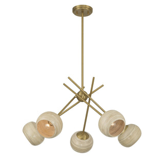 Jasper Five Light Chandelier in Warm Brass