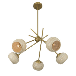 Jasper Five Light Chandelier in Warm Brass