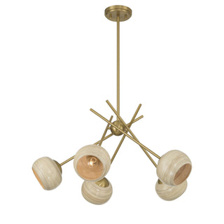 Jasper Five Light Chandelier in Warm Brass
