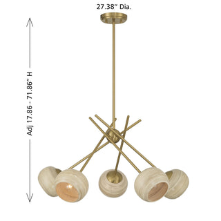 Jasper Five Light Chandelier in Warm Brass