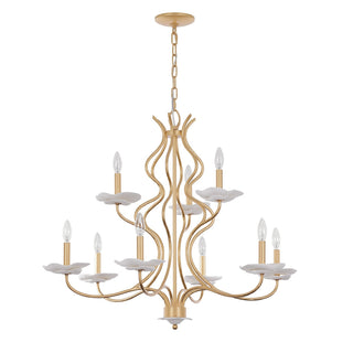 Lilly Nine Light Chandelier in Royal Gold