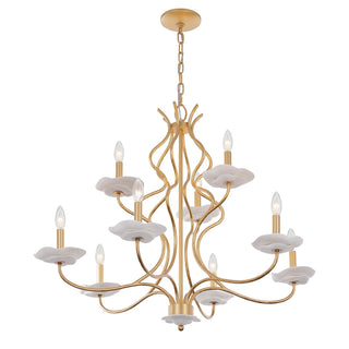 Lilly Nine Light Chandelier in Royal Gold