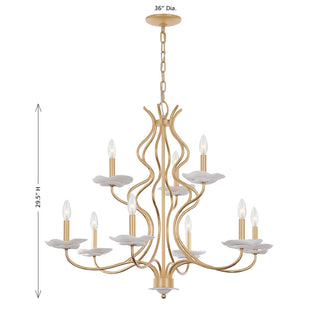 Lilly Nine Light Chandelier in Royal Gold