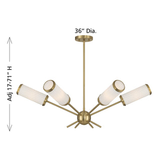 Denison Six Light Chandelier in Warm Brass