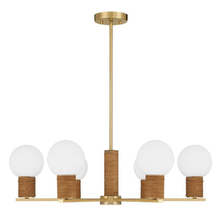 Jarrell Six Light Chandelier in Warm Brass