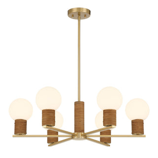 Jarrell Six Light Chandelier in Warm Brass