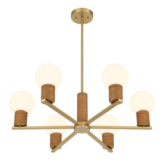 Jarrell Six Light Chandelier in Warm Brass