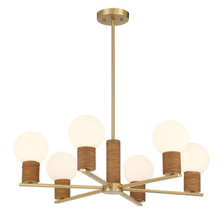 Jarrell Six Light Chandelier in Warm Brass