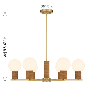 Jarrell Six Light Chandelier in Warm Brass