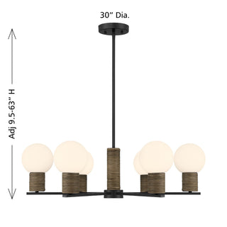 Jarrell Six Light Chandelier in Matte Black